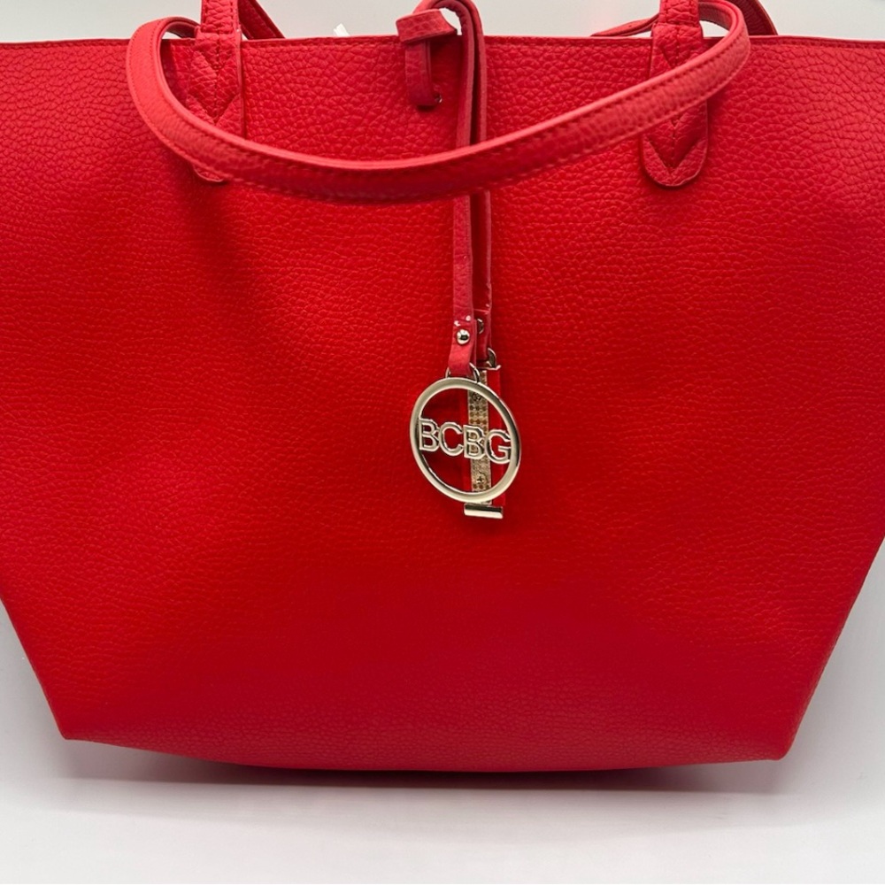 BCBG NEW Red Tote Bag with Gold Charm